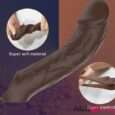 7.87 Inches Coffee Brown Vibrating Penis Extender Sleeve For Men