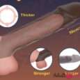 7.87 Inches Coffee Brown Vibrating Penis Extender Sleeve For Men