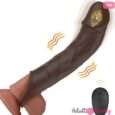 7.87 Inches Coffee Brown Vibrating Penis Extender Sleeve For Men
