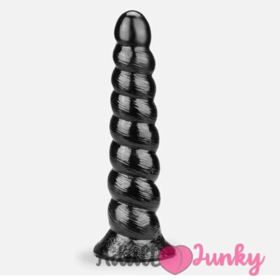 8 Beads Spiral Big Anal Plug Black-10 Inch
