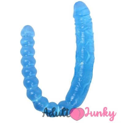 Double Head Penis Dildo With Anal Beads- Blue(18Inch)