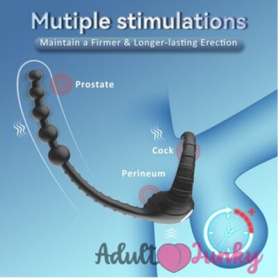 Vibrating Penis Ring with Anal Beads With Remote Control