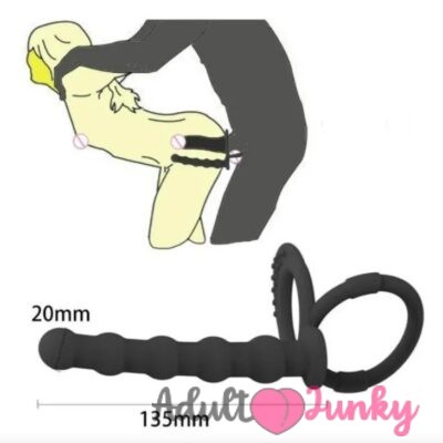 Black Beaded Double Penetration Dildo with Vibrating