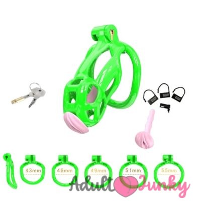 Parrot Green Cobra Small Chastity Cage With Urethral Device