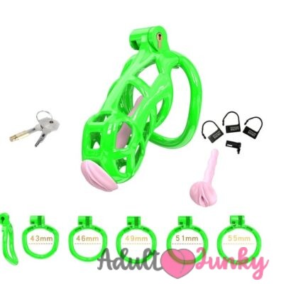 Parrot Green Cobra Standard Chastity Cage With Urethral Pink
