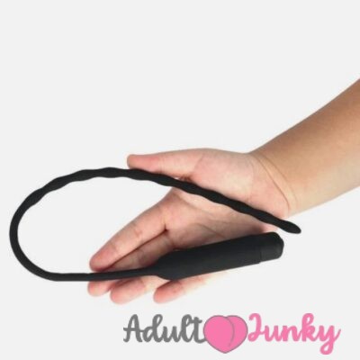 10mm Urethral Vibrating Penis Beaded Plug Black