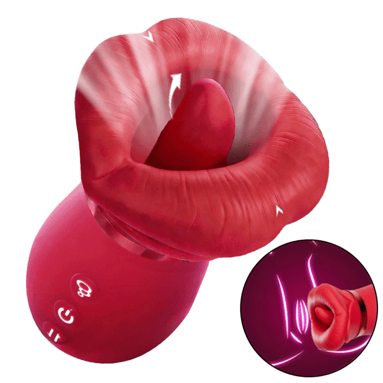 360° Tongue Licking 5IN1 Big Mouth Sucking Vibrator Red