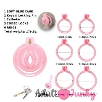 Super Small Pussy Face Soft Chastity Cage Pink